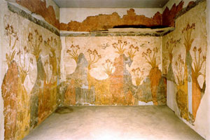 minoan frescos from Akrotiri at the santorini archaeological museum